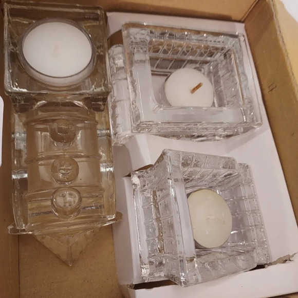 Fitz and Floyd 3 Piece Crystal Holiday Train Votive - In Original Box - Picture 13 of 13